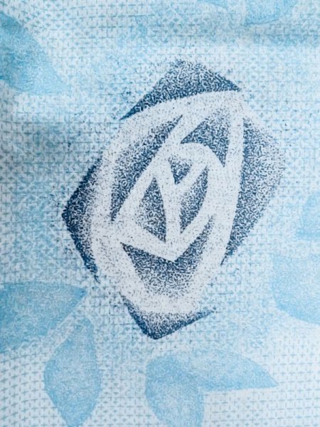 Photo5: M0620E Used Japanese men Grayish Navy Blue Women's Yukata / Cotton. Rose,   (Grade C) (5)