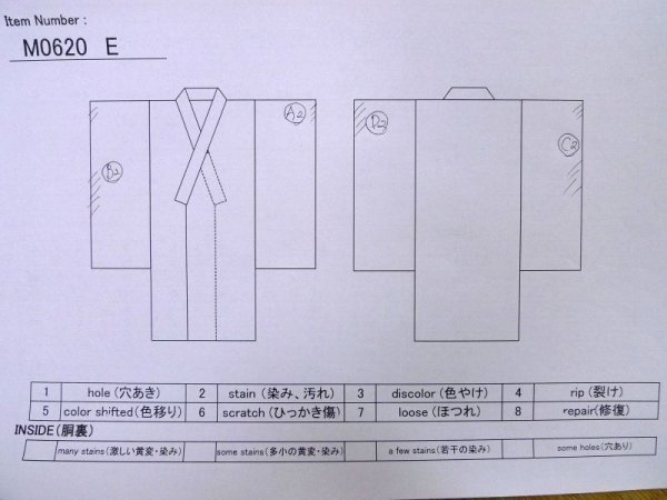 Photo13: M0620E Used Japanese men Grayish Navy Blue Women's Yukata / Cotton. Rose,   (Grade C) (13)