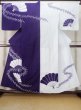 Photo1: M0620F Used Japanese men  White Men's Yukata / Cotton. Leaf,   (Grade C) (1)