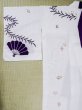 Photo22: M0620F Used Japanese women  White YUKATA summer(made in Japan) / Cotton. Leaf,   (Grade C) (22)
