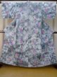 Photo1: M0620G Used Japanese men  Gray Women's Yukata / Cotton. Leaf Hydrangea (Hydrangea macrophylla) pattern  (Grade D) (1)