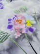 Photo9: M0620G Used Japanese women  Gray Pour Dyed Yukata / Cotton. Leaf Hydrangea (Hydrangea macrophylla) pattern  (Grade D) (9)