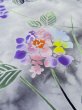 Photo9: M0620G Used Japanese men  Gray Women's Yukata / Cotton. Leaf Hydrangea (Hydrangea macrophylla) pattern  (Grade D) (9)