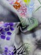 Photo12: M0620G Used Japanese men  Gray Women's Yukata / Cotton. Leaf Hydrangea (Hydrangea macrophylla) pattern  (Grade D) (12)