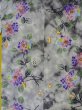 Photo21: M0620G Used Japanese women  Gray Pour Dyed Yukata / Cotton. Leaf Hydrangea (Hydrangea macrophylla) pattern  (Grade D) (21)