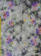 Photo21: M0620G Used Japanese men  Gray Women's Yukata / Cotton. Leaf Hydrangea (Hydrangea macrophylla) pattern  (Grade D) (21)