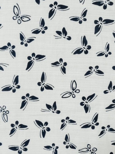 Photo4: M0620I Used Japanese men  White Women's Yukata / Cotton/hemp Butterfly   (Grade C) (4)