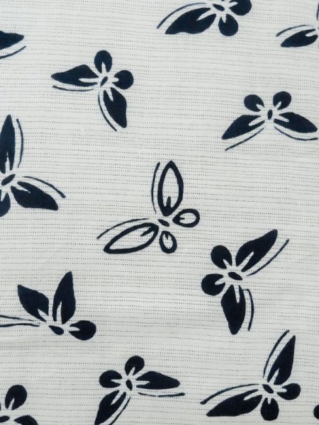 Photo5: M0620I Used Japanese men  White Women's Yukata / Cotton/hemp Butterfly   (Grade C) (5)