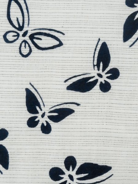 Photo6: M0620I Used Japanese men  White Women's Yukata / Cotton/hemp Butterfly   (Grade C) (6)