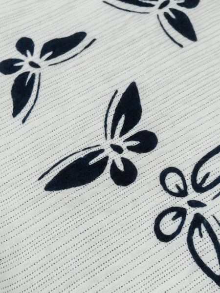 Photo9: M0620I Used Japanese men  White Women's Yukata / Cotton/hemp Butterfly   (Grade C) (9)