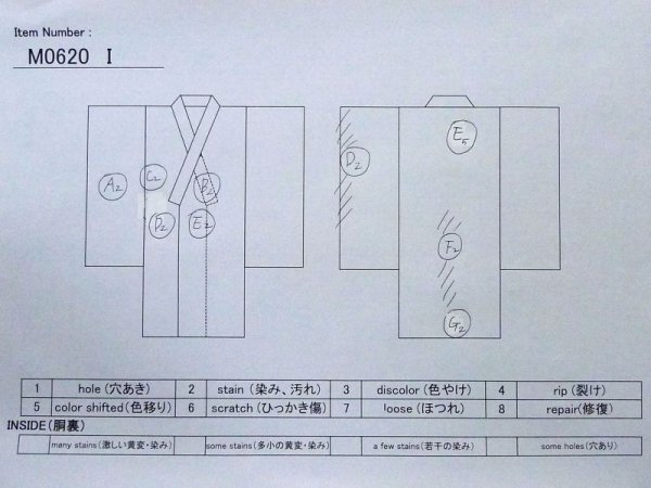 Photo12: M0620I Used Japanese men  White Women's Yukata / Cotton/hemp Butterfly   (Grade C) (12)