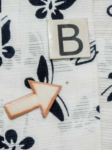 Photo14: M0620I Used Japanese men  White Women's Yukata / Cotton/hemp Butterfly   (Grade C) (14)