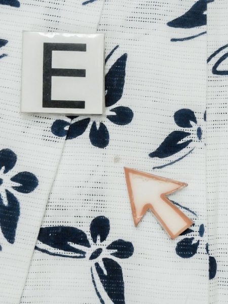 Photo17: M0620I Used Japanese men  White Women's Yukata / Cotton/hemp Butterfly   (Grade C) (17)