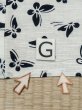 Photo21: M0620I Used Japanese men  White Women's Yukata / Cotton/hemp Butterfly   (Grade C) (21)