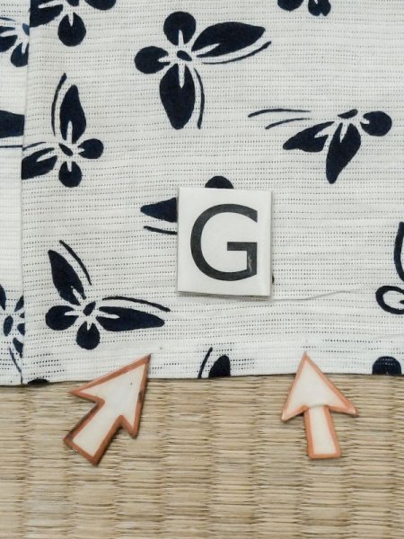 Photo21: M0620I Used Japanese men  White Women's Yukata / Cotton/hemp Butterfly   (Grade C) (21)