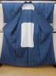 Photo2: M0620J Used Japanese women  Blue HITOE unlined / Cotton/hemp Plaid Checks   (Grade D) (2)