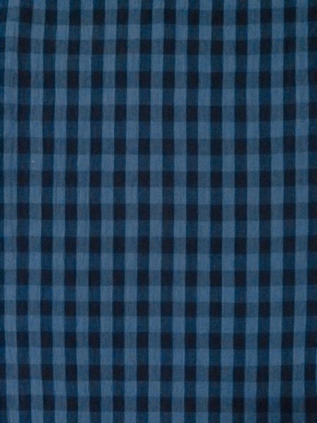 Photo4: M0620J Used Japanese men  Blue Women's Yukata / Cotton/hemp Plaid Checks   (Grade D) (4)