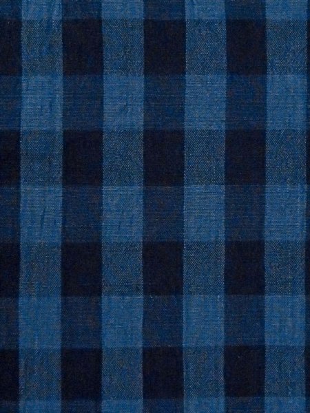 Photo6: M0620J Used Japanese men  Blue Women's Yukata / Cotton/hemp Plaid Checks   (Grade D) (6)