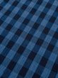 Photo7: M0620J Used Japanese men  Blue Women's Yukata / Cotton/hemp Plaid Checks   (Grade D) (7)