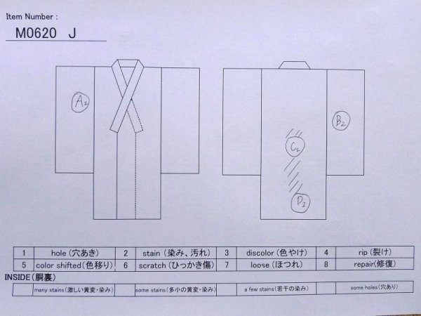 Photo10: M0620J Used Japanese men  Blue Women's Yukata / Cotton/hemp Plaid Checks   (Grade D) (10)