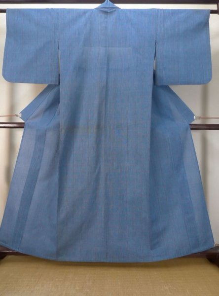 Photo1: M0620K Used Japanese men Dark Blue Women's Yukata / Cotton. Plaid Checks   (Grade C) (1)