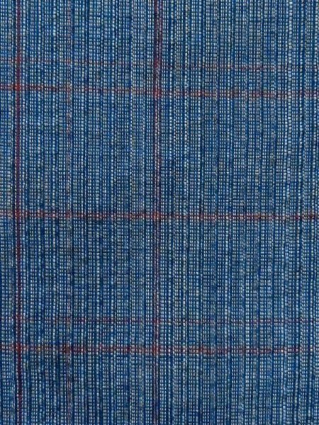 Photo6: M0620K Used Japanese men Dark Blue Women's Yukata / Cotton. Plaid Checks   (Grade C) (6)