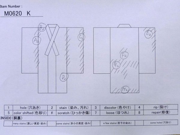 Photo11: M0620K Used Japanese men Dark Blue Women's Yukata / Cotton. Plaid Checks   (Grade C) (11)