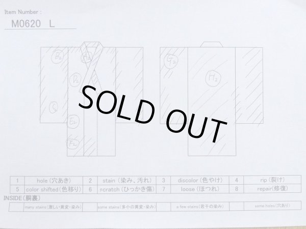 Photo7: M0620L Used Japanese men  Black Women's Yukata / Cotton/hemp Stripes,   (Grade C) (7)