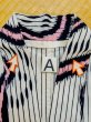 Photo8: M0620L Used Japanese men  Black Women's Yukata / Cotton/hemp Stripes,   (Grade C) (8)