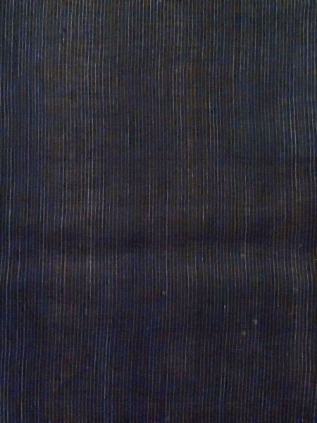 Photo4: M0620M Used Japanese men Dark Black Men's Yukata / Linen. Stripes The right side sleeve is missing.  (Grade D) (4)