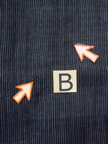 Photo13: M0620M Used Japanese men Dark Black Men's Yukata / Linen. Stripes The right side sleeve is missing.  (Grade D) (13)