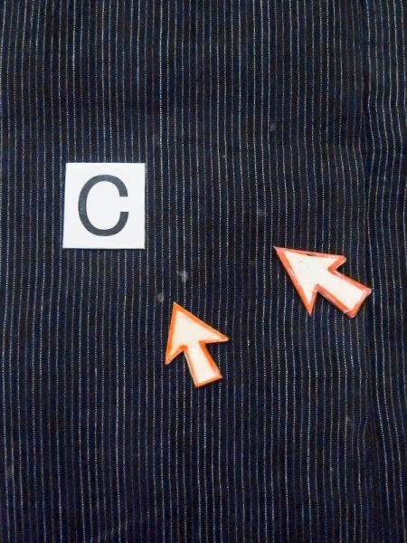 Photo14: M0620M Used Japanese men Dark Black Men's Yukata / Linen. Stripes The right side sleeve is missing.  (Grade D) (14)