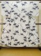 Photo1: M0620N Used Japanese men  White Men's Yukata / Linen. Bamboo leaf   (Grade C) (1)