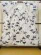 Photo2: M0620N Used Japanese men  White Men's Yukata / Linen. Bamboo leaf   (Grade C) (2)