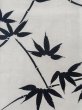 Photo4: M0620N Used Japanese women  White YUKATA summer(made in Japan) / Linen. Bamboo leaf   (Grade C) (4)