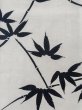 Photo4: M0620N Used Japanese men  White Men's Yukata / Linen. Bamboo leaf   (Grade C) (4)