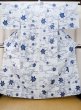 Photo1: M0620O Used Japanese women  White YUKATA summer(made in Japan) / Cotton/hemp MOMIJI maple leaf,   (Grade C) (1)