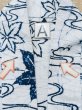 Photo14: M0620O Used Japanese men  White Men's Yukata / Cotton/hemp MOMIJI maple leaf,   (Grade C) (14)