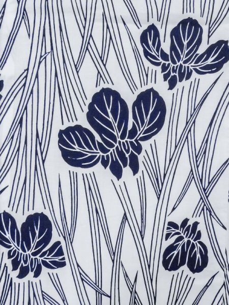 Photo3: M0620P Used Japanese men  White Women's Yukata / Cotton. Iris   (Grade C) (3)