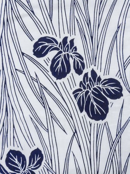 Photo4: M0620P Used Japanese men  White Women's Yukata / Cotton. Iris   (Grade C) (4)