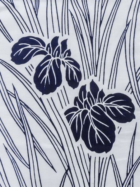 Photo5: M0620P Used Japanese men  White Women's Yukata / Cotton. Iris   (Grade C) (5)