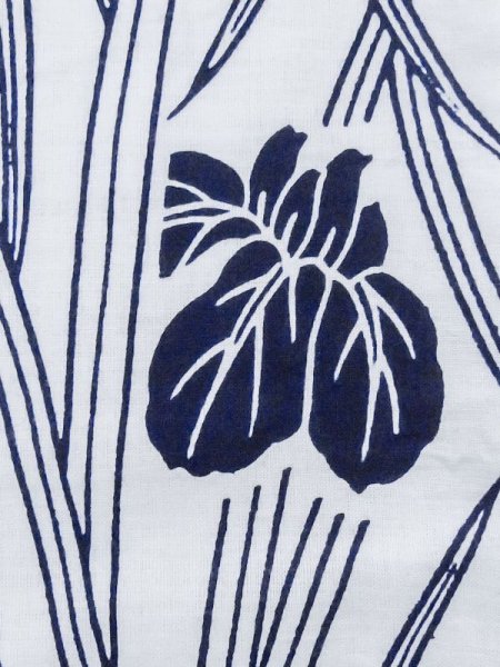 Photo6: M0620P Used Japanese men  White Women's Yukata / Cotton. Iris   (Grade C) (6)