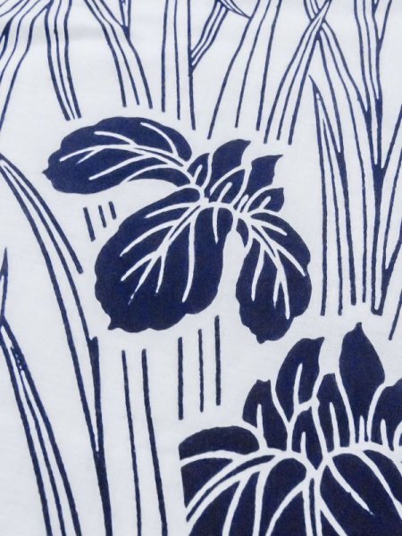 Photo8: M0620P Used Japanese men  White Women's Yukata / Cotton. Iris   (Grade C) (8)