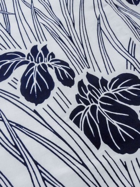 Photo10: M0620P Used Japanese men  White Women's Yukata / Cotton. Iris   (Grade C) (10)