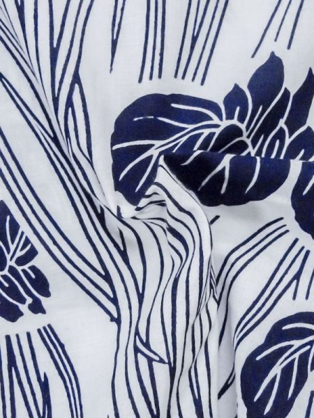 Photo12: M0620P Used Japanese men  White Women's Yukata / Cotton. Iris   (Grade C) (12)