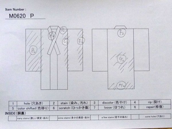 Photo13: M0620P Used Japanese men  White Women's Yukata / Cotton. Iris   (Grade C) (13)