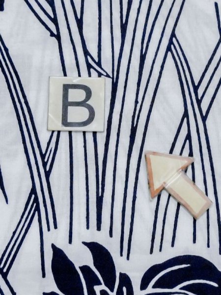 Photo15: M0620P Used Japanese men  White Women's Yukata / Cotton. Iris   (Grade C) (15)