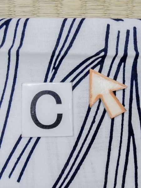 Photo17: M0620P Used Japanese men  White Women's Yukata / Cotton. Iris   (Grade C) (17)