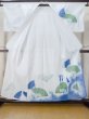 Photo2: M0620Q Used Japanese men  White Men's Yukata / Cotton. Folding fan   (Grade C) (2)