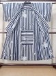 Photo2: M0620S Used Japanese men  White Men's Yukata / Cotton/hemp Folding fan,   (Grade C) (2)